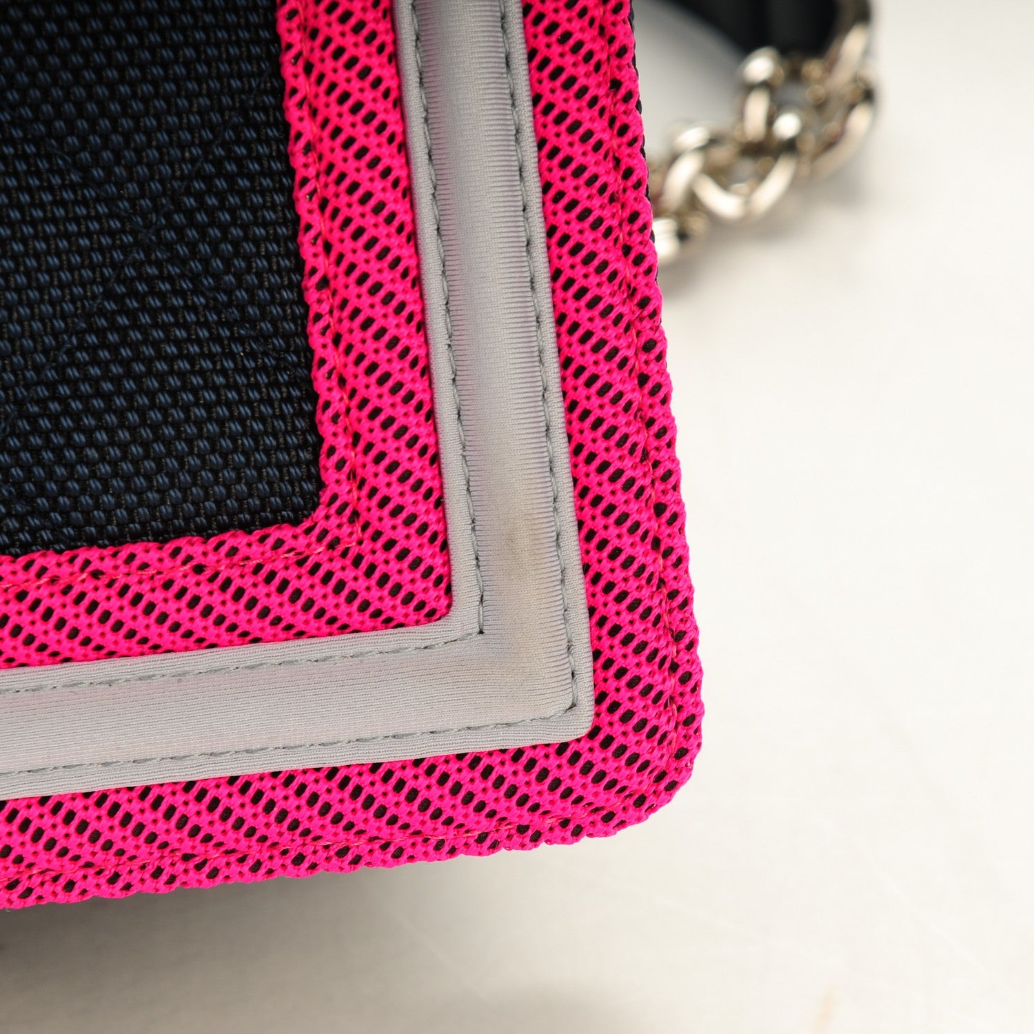 Chanel Canvas Quilted Medium Fluo Boy Flap Dark Navy Fuchsia Grey 13 of 13