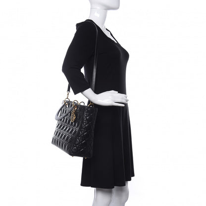 Christian Dior Lambskin Cannage Large Lady Dior Black 2 of 16