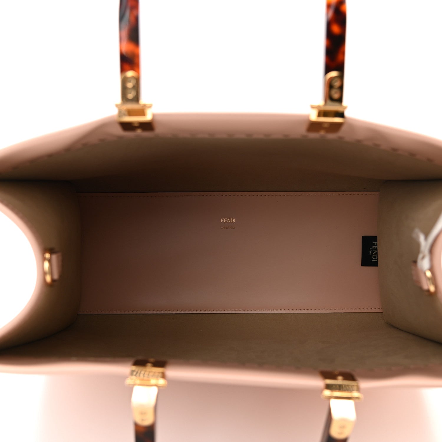 Fendi Vitello King Plexiglass Logo Embossed Medium Fendi Sunshine Shopper Tote Light Rose 5 of 10