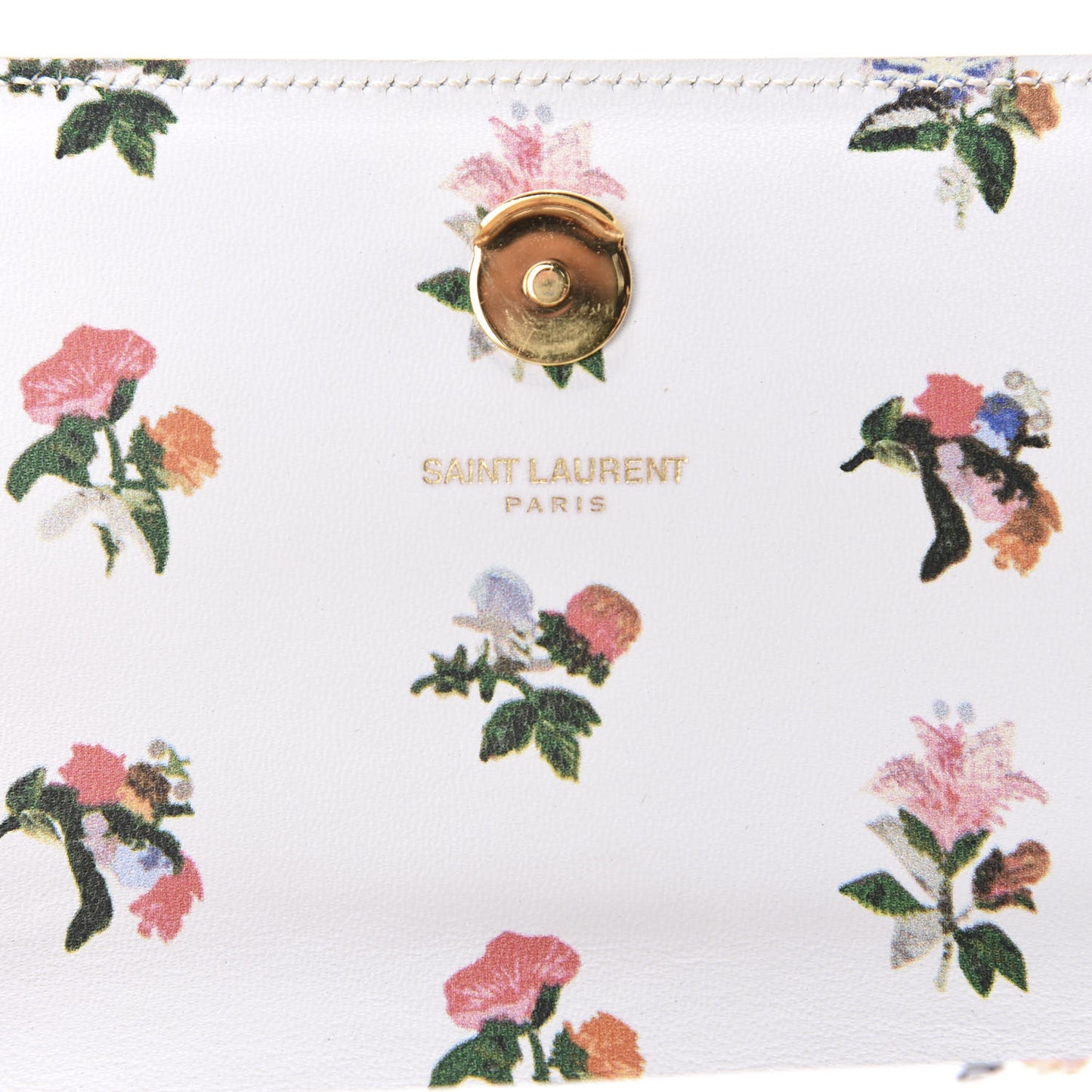 Calfskin Prairie Flower Printed Small Classic Monogram Kate Satchel White