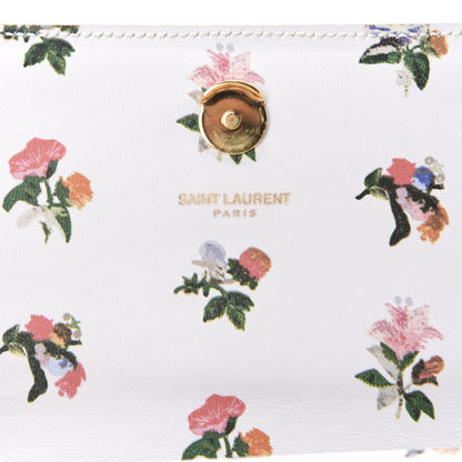 Saint Laurent Calfskin Prairie Flower Printed Small Classic Monogram Kate Satchel White 8 of 10