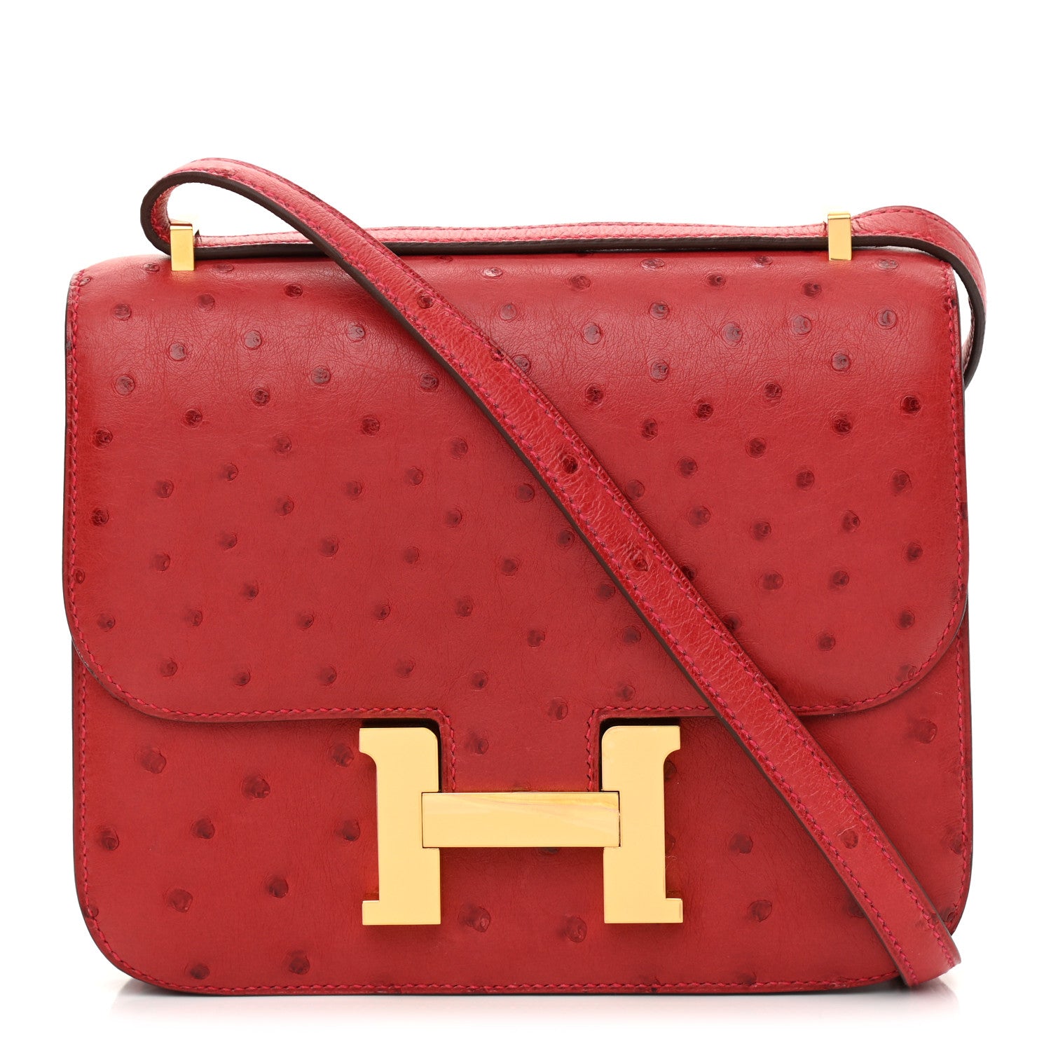 Hermes Ostrich Constance 18 Rouge Vif 1 of 9