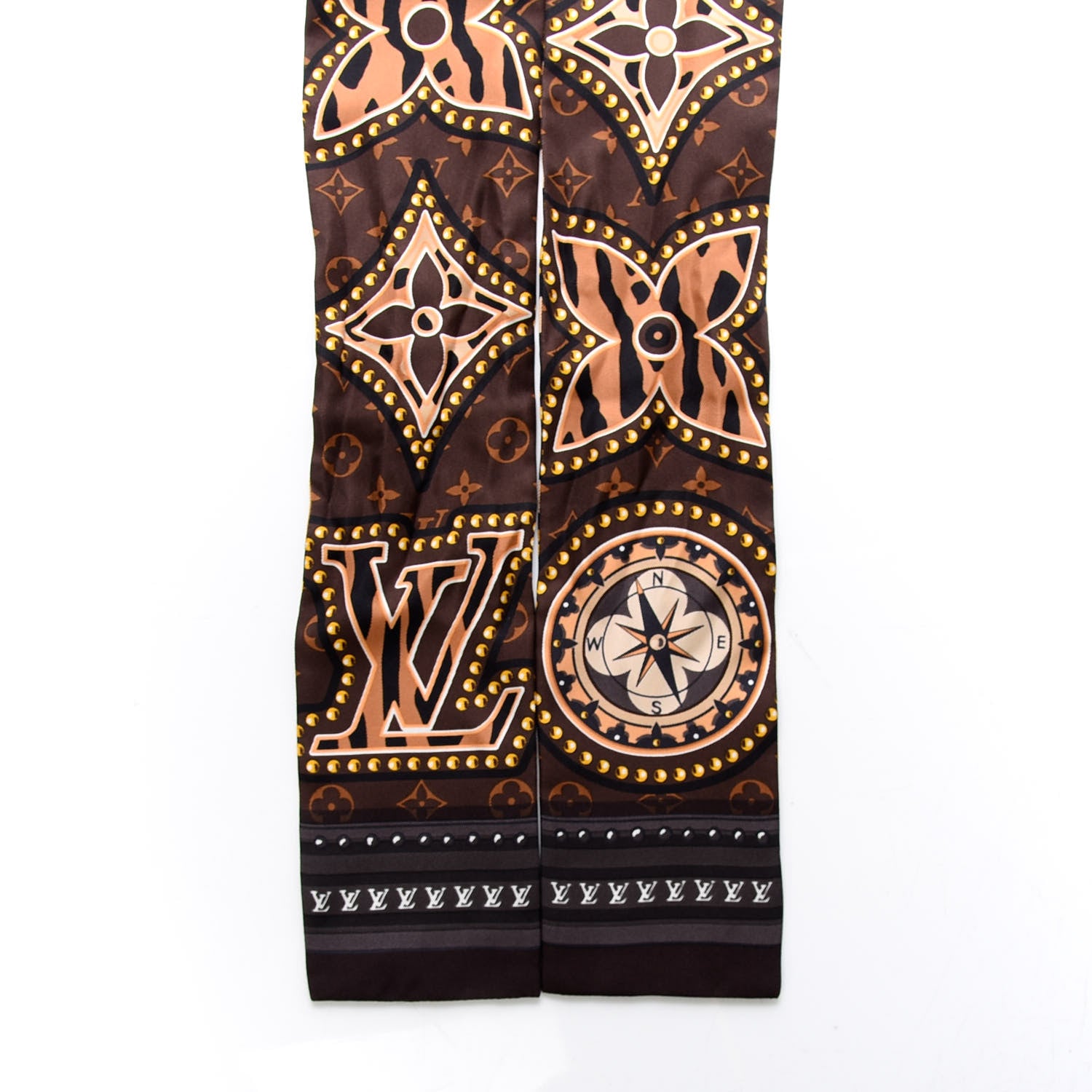 Louis Vuitton Silk Monogram LV World Bandeau Brown 2 of 4