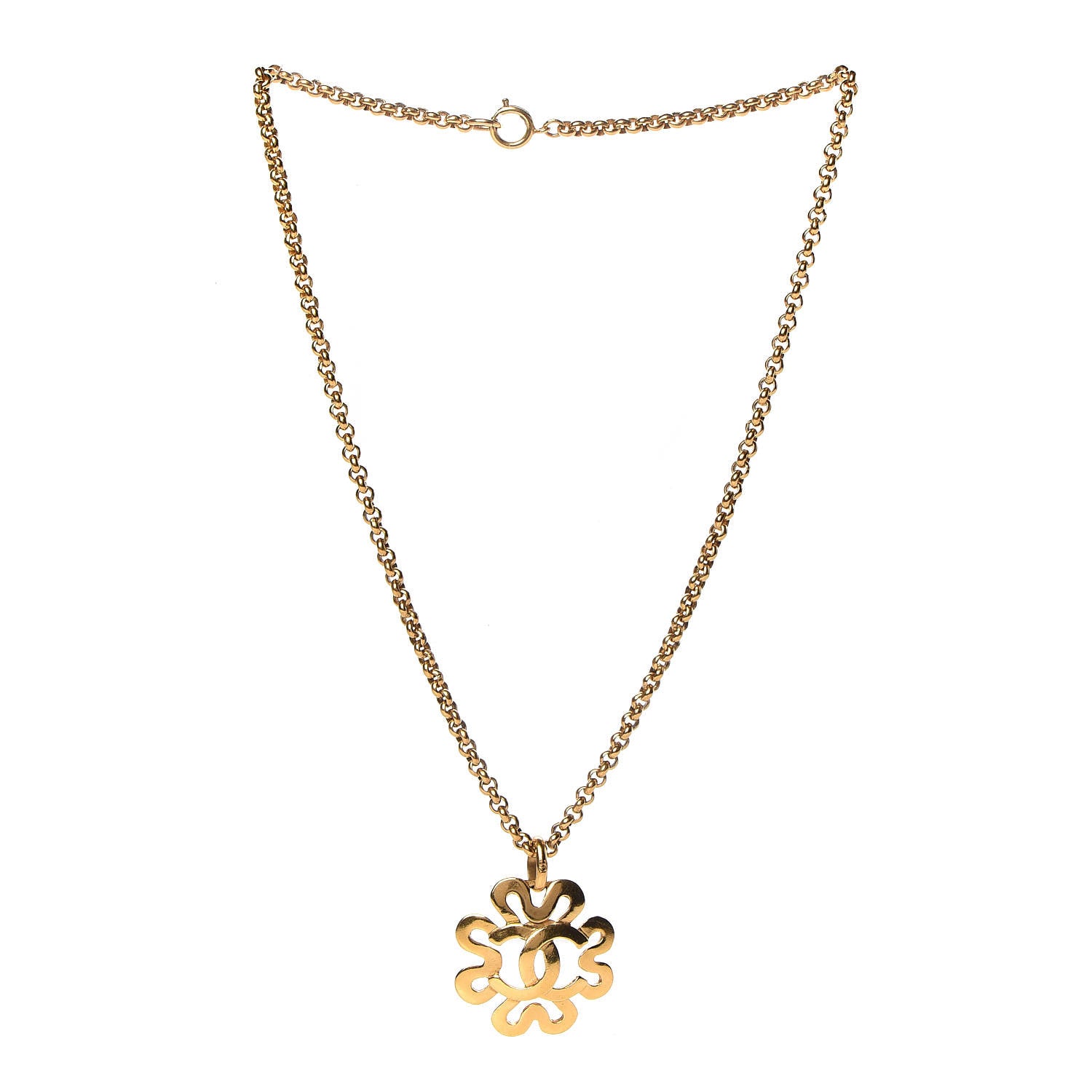 Chanel CC Pendant Necklace Gold 3 of 5