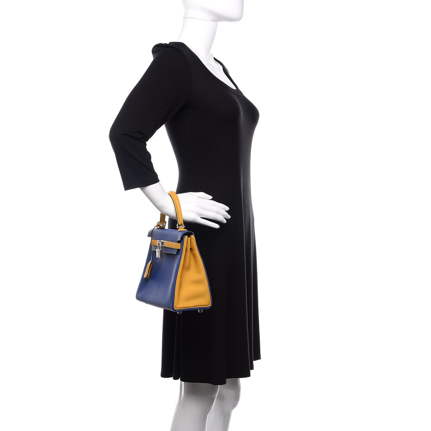 Togo Horseshoe Kelly Retourne 25 Bleu Electrique Jaune Ambre