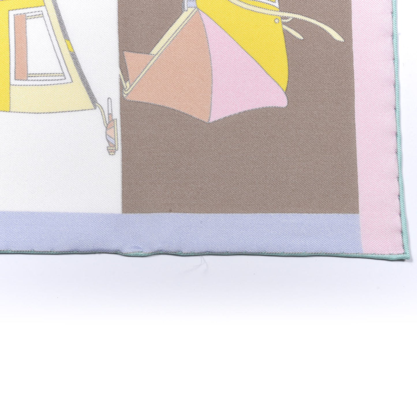 Silk Voitures Exquises Pocket Square Blanc Camel Jaune