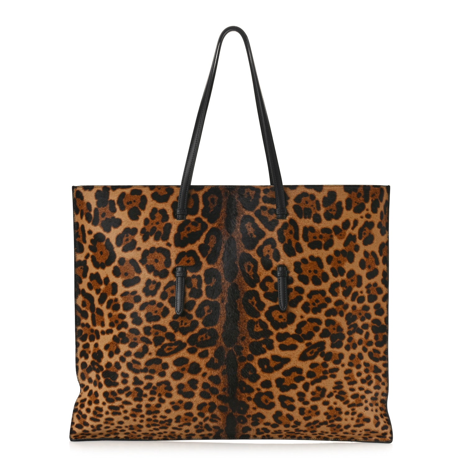 Alaia Calf Hair Leopard Print Large Flat Mina Tote Brun Sepia 1 of 9