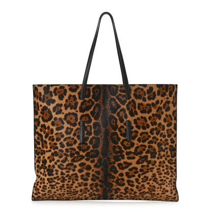 Alaia Calf Hair Leopard Print Large Flat Mina Tote Brun Sepia 1 of 9