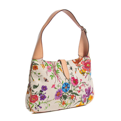 Gucci Canvas Floral Flora Small Jackie O Hobo White 3 of 8