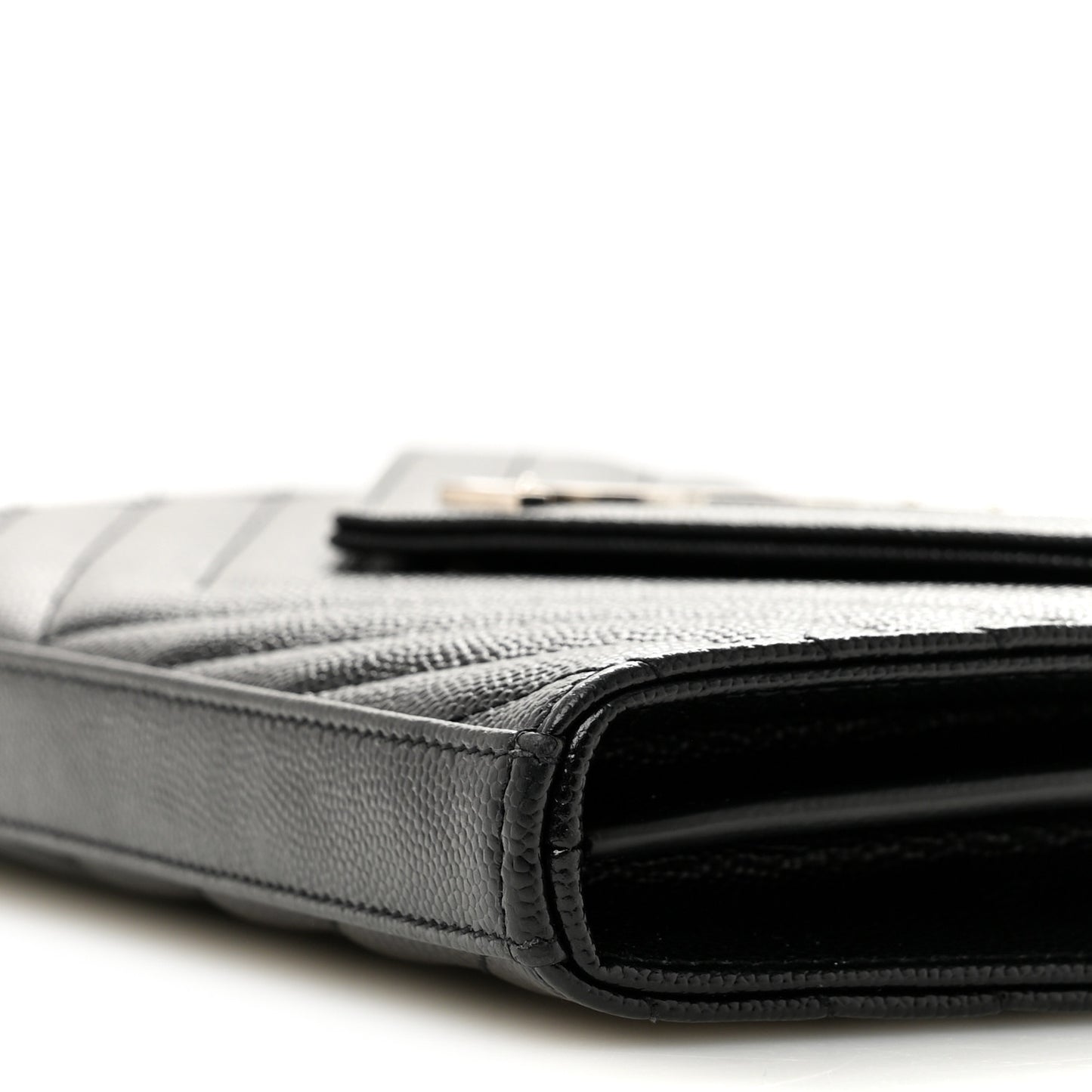 Grain De Poudre Matelasse Chevron Monogram Chain Wallet Black