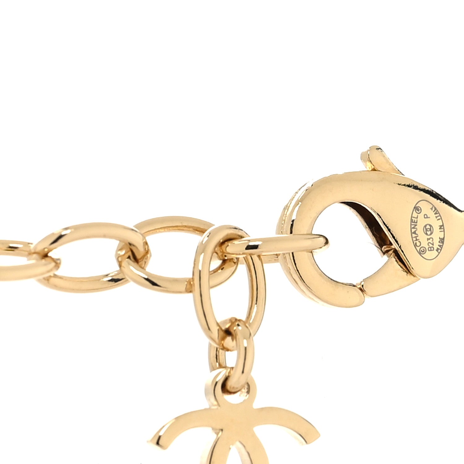 Chanel Crystal CC Heart Link Choker Necklace Gold 4 of 5
