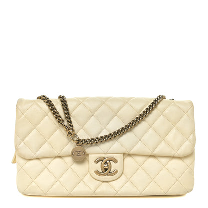 Chanel Calfskin Quilted Medium CC Crown Flap White 1 of 19