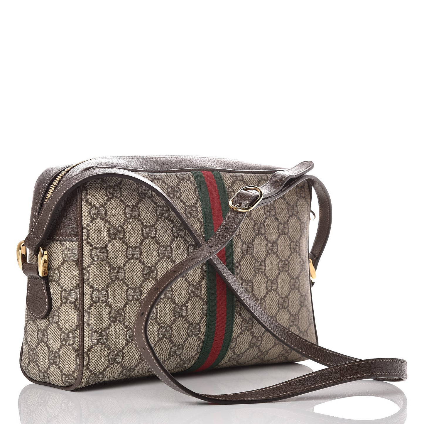 GG Supreme Monogram Web Small Ophidia Shoulder Bag Brown