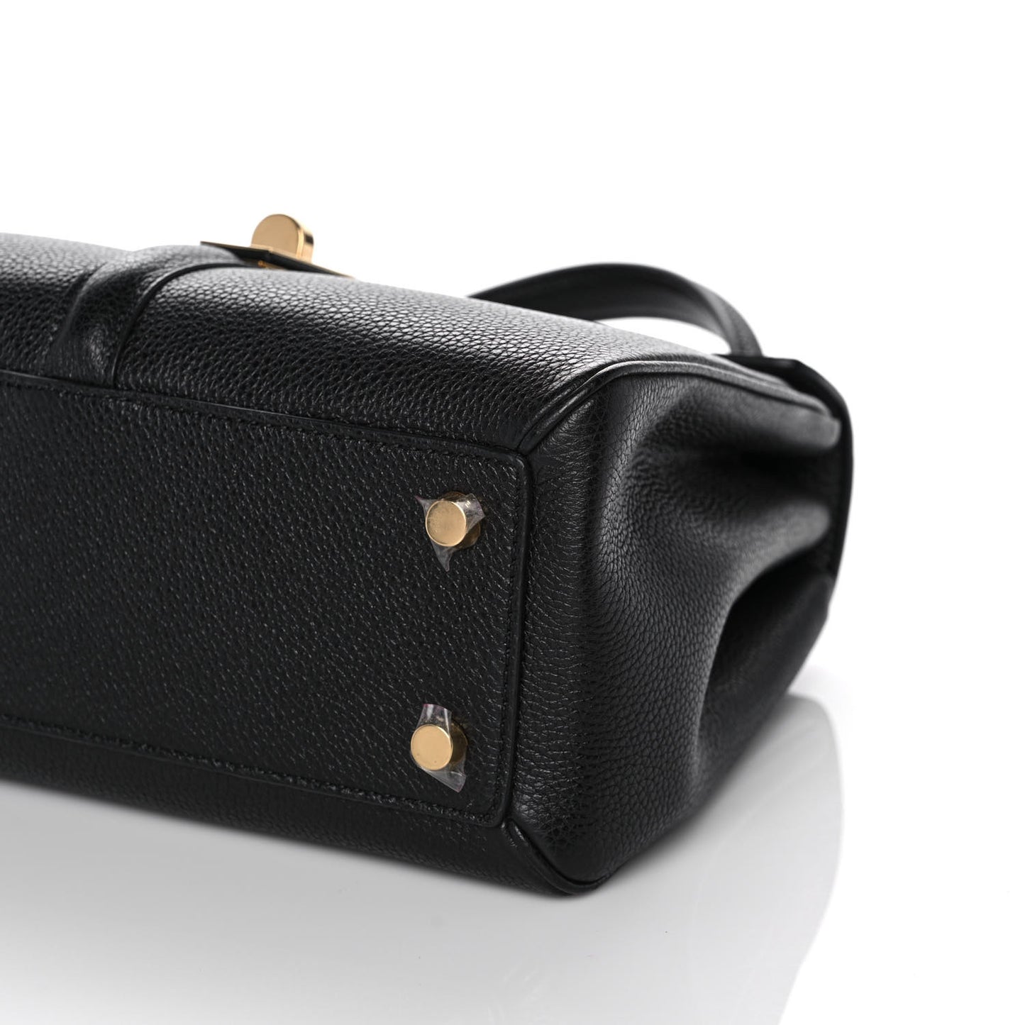Grained Calfskin Small 16 Top Handle Bag Black