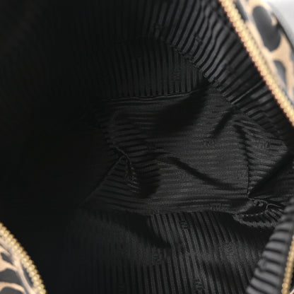 Fendi Jacquard Leopard Print Mia Shoulder Bag Taupe Black 5 of 10