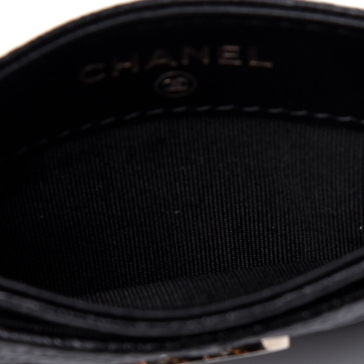 Chanel Calfskin Camellia Embossed Quilted Card Holder Black 5 of 11