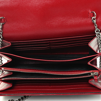 Gucci Tweed GG Monogram Mini Dionysus Chain Wallet Black White Romantic Cherry 4 of 8