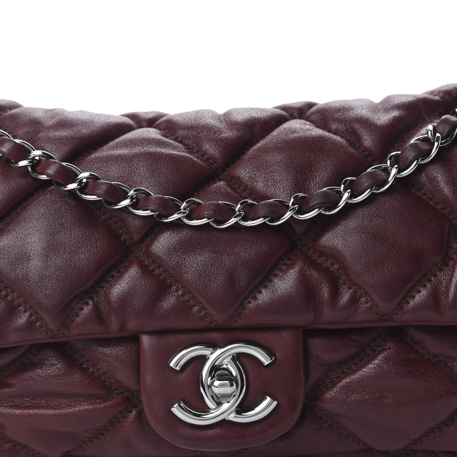 Chanel Calfskin Small Bubble Quilt Flap Burgundy 10 of 10