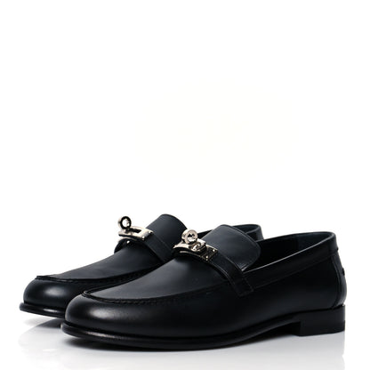 Hermes Calfskin Womens Destin Loafers 37 Black 3 of 9