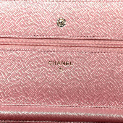 Chanel Iridescent Caviar Quilted Wallet on Chain WOC Rose Pink 7 of 13