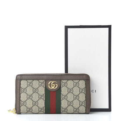Gucci GG Supreme Monogram Web Ophidia Zip Around Wallet Brown 10 of 10
