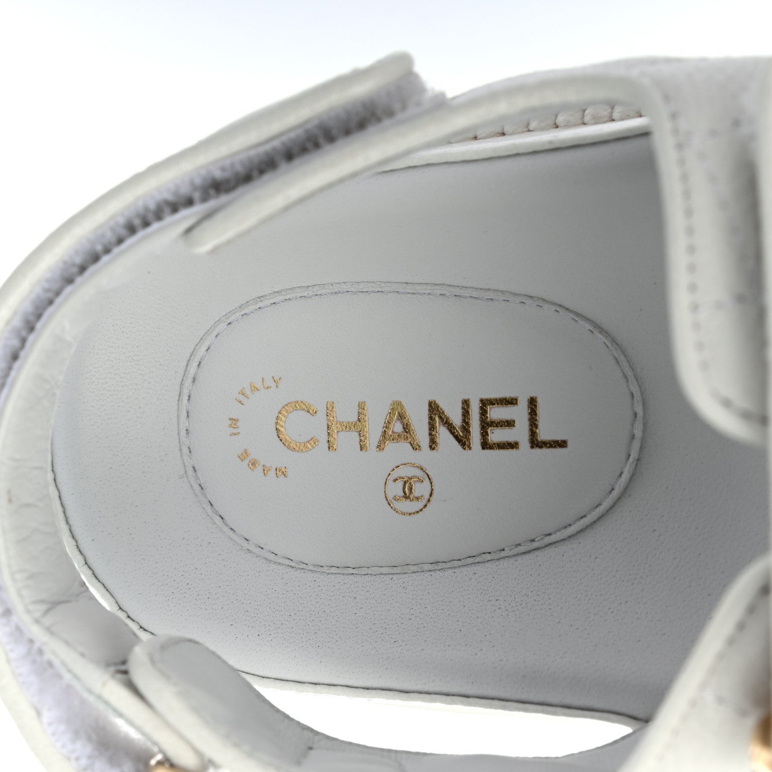 Chanel Grained Calfskin Velcro Dad Sandals 38 White 7 of 9