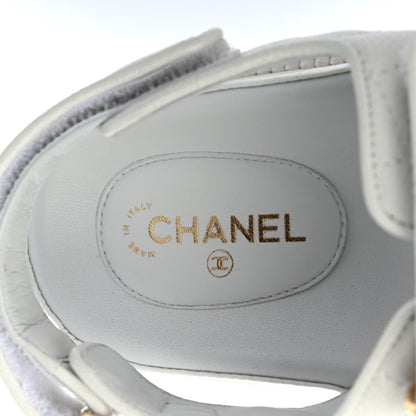 Chanel Grained Calfskin Velcro Dad Sandals 38 White 7 of 9