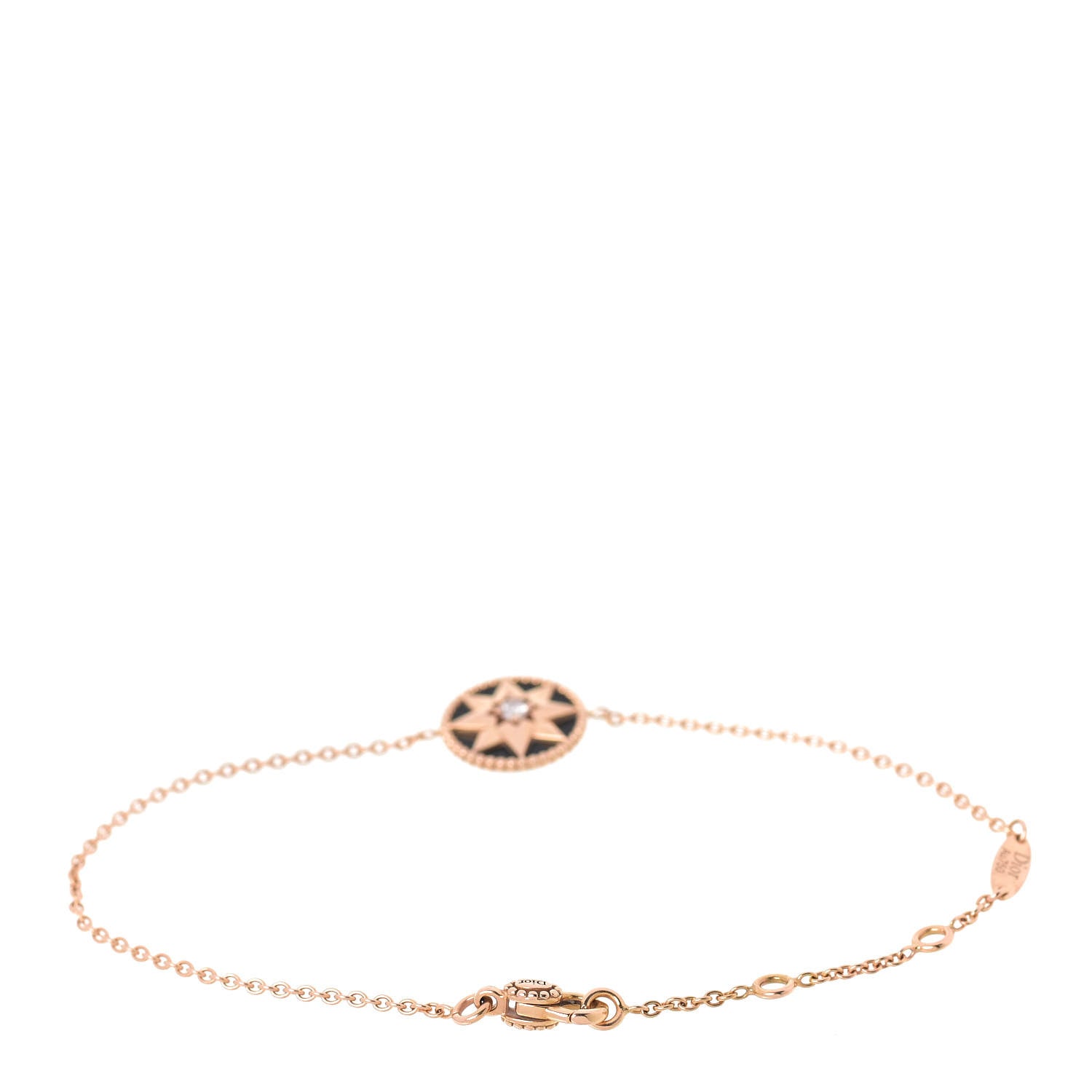 Christian Dior 18K Rose Gold Diamond Black Onyx Rose Des Vents Bracelet 3 of 6