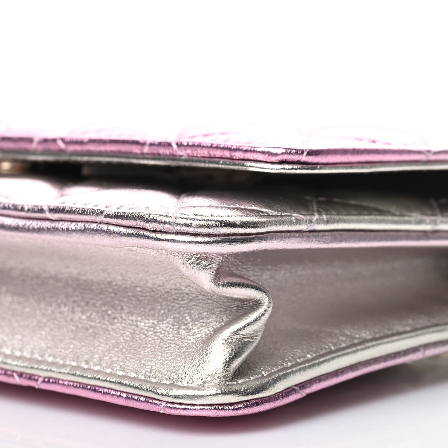 Chanel Gradient Metallic Lambskin Quilted Like A Wallet Wallet On Chain WOC Gold Pink 11 of 12