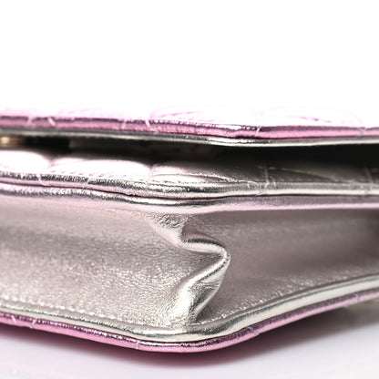 Chanel Gradient Metallic Lambskin Quilted Like A Wallet Wallet On Chain WOC Gold Pink 11 of 12