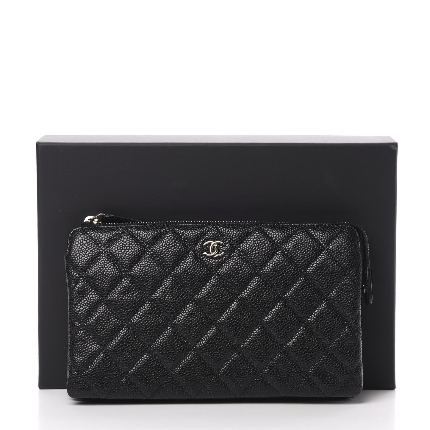 Caviar Quilted Small Zipped Pouch Black