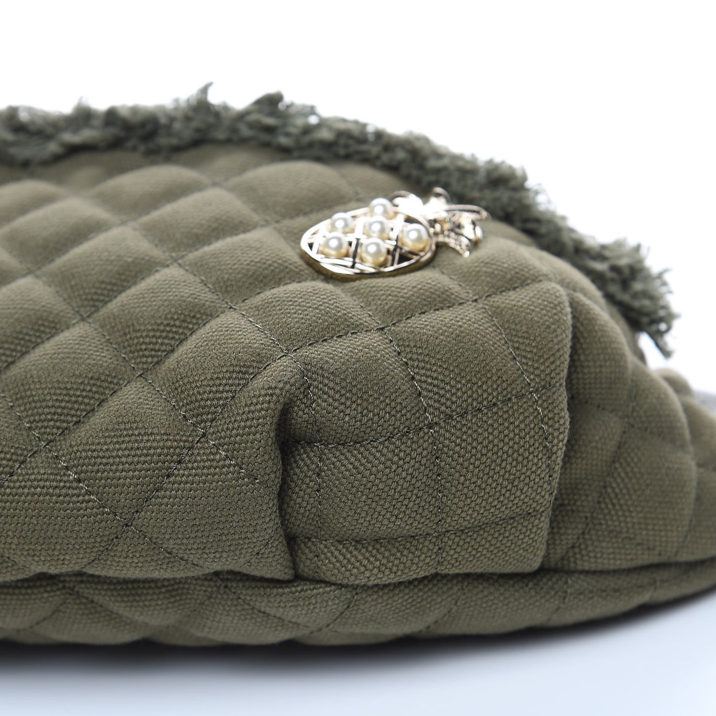 Canvas Lambskin Quilted Coco Cuba Charms Waist Bag Khaki