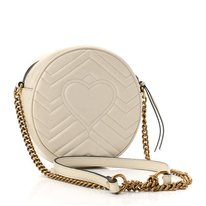 Gucci Calfskin Matelasse Mini GG Marmont Round Shoulder Bag White 3 of 11