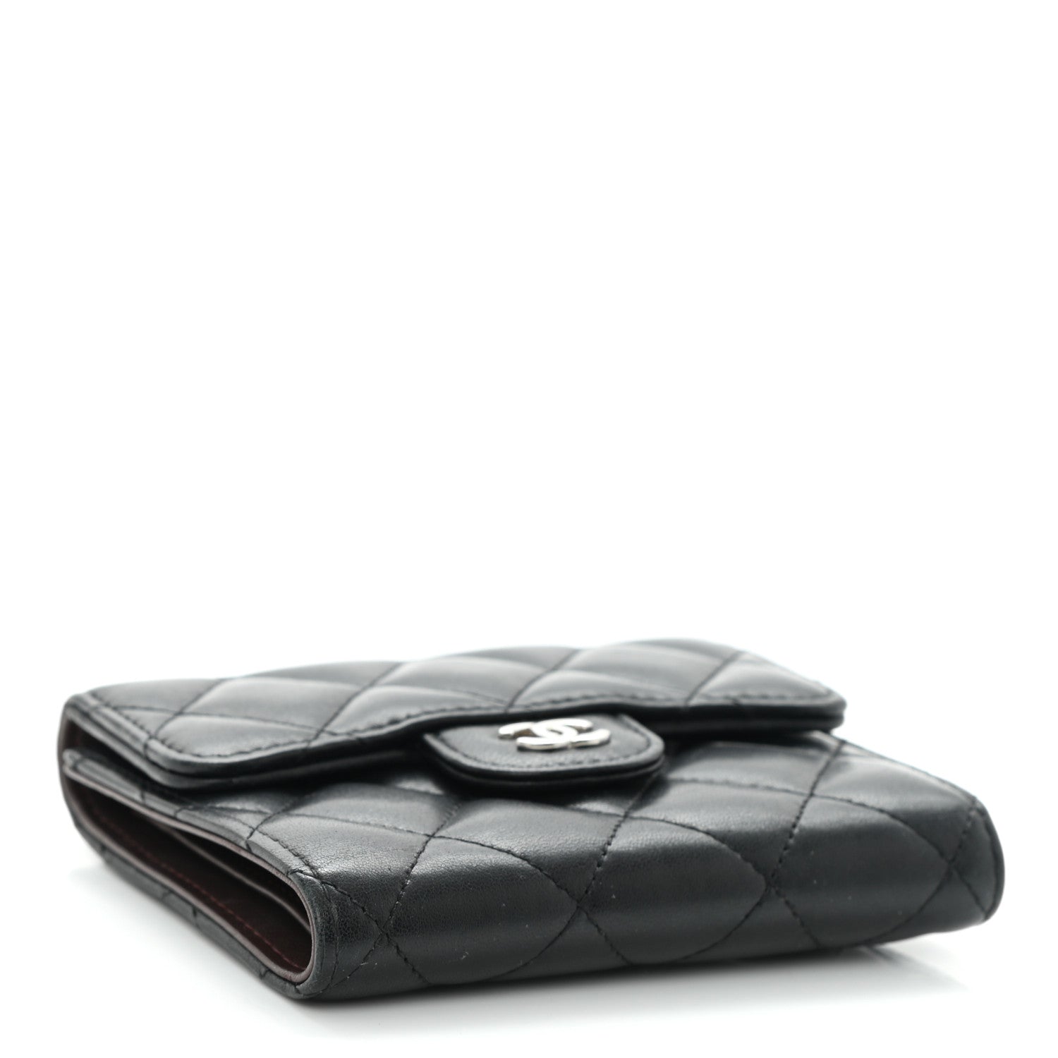 Chanel Lambskin Quilted Small Compact Wallet Black 4 of 9