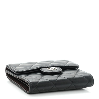 Chanel Lambskin Quilted Small Compact Wallet Black 4 of 9
