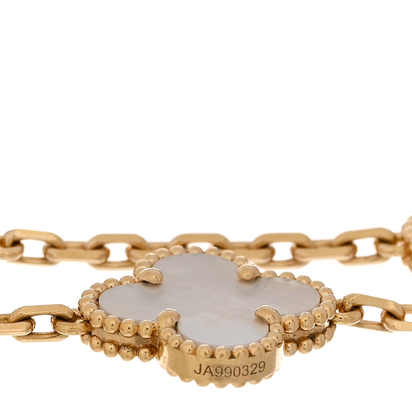 18K Yellow Gold Mother of Pearl 5 Motifs Vintage Alhambra Bracelet