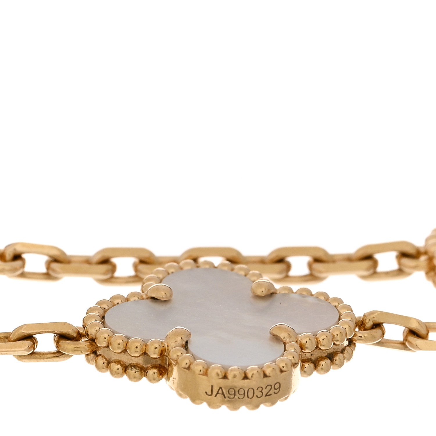Van Cleef & Arpels 18K Yellow Gold Mother of Pearl 5 Motifs Vintage Alhambra Bracelet 4 of 5