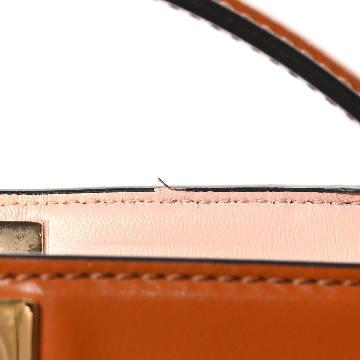 Fendi Vitello King Luxor Shiny Nappa Medium Peekaboo I SEE U East West Satchel Brandy Light Rose 12 of 12