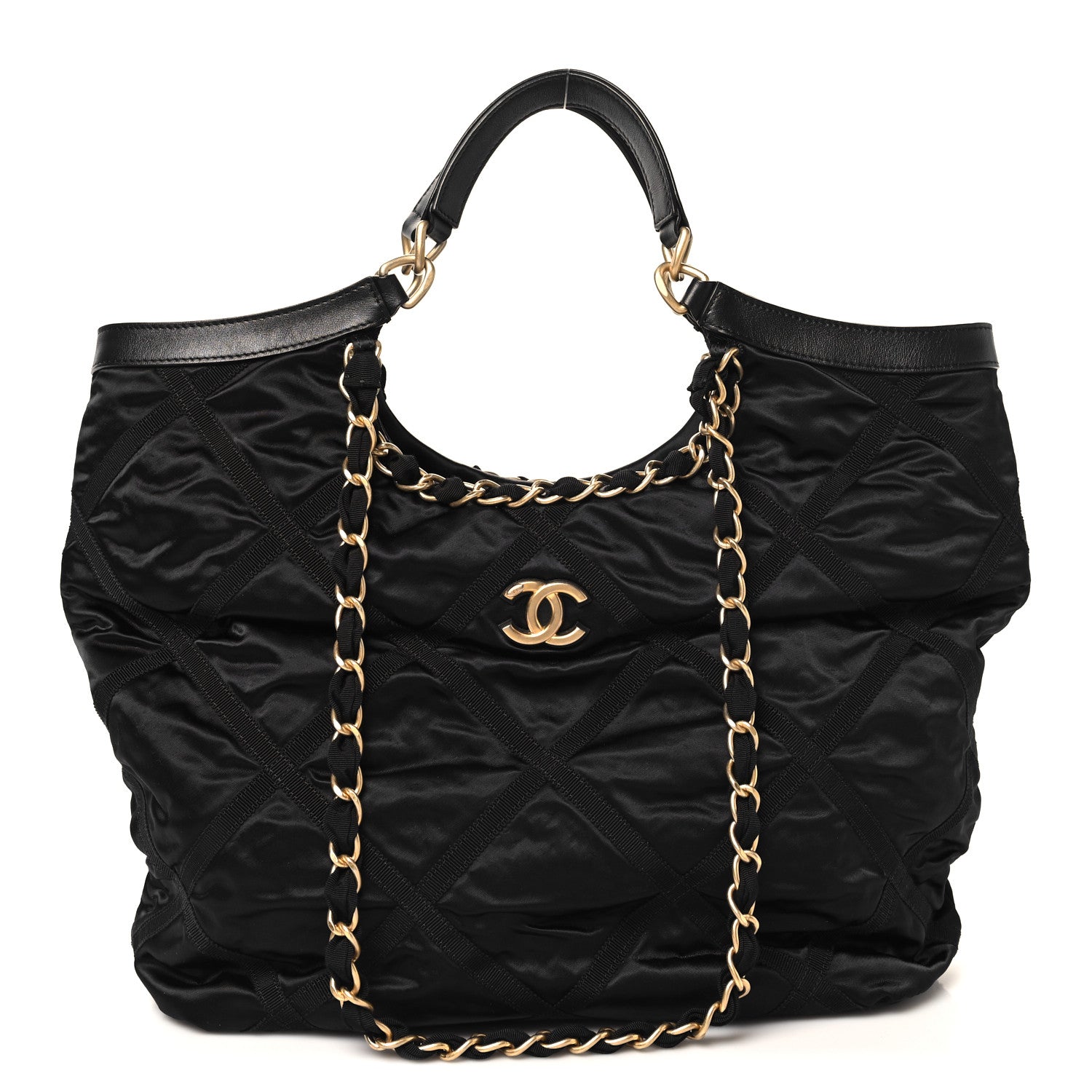 Chanel Nylon Grosgrain Quilted Lifestyle Shopping Tote Black 1 of 11