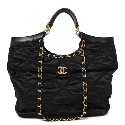 Chanel Nylon Grosgrain Quilted Lifestyle Shopping Tote Black 1 of 11