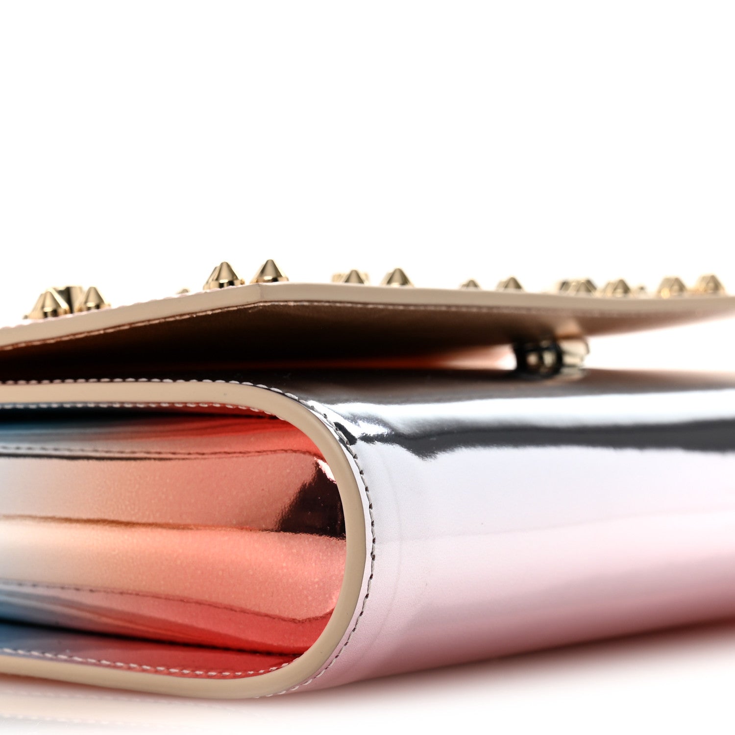 Christian Louboutin Mirror Degrade Spikes Loubinthesky Paloma Clutch Leche Gold 9 of 11