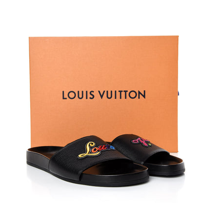 Louis Vuitton Calfskin Mens New Wave Mirabeau Flat Mules 10 Black 9 of 9