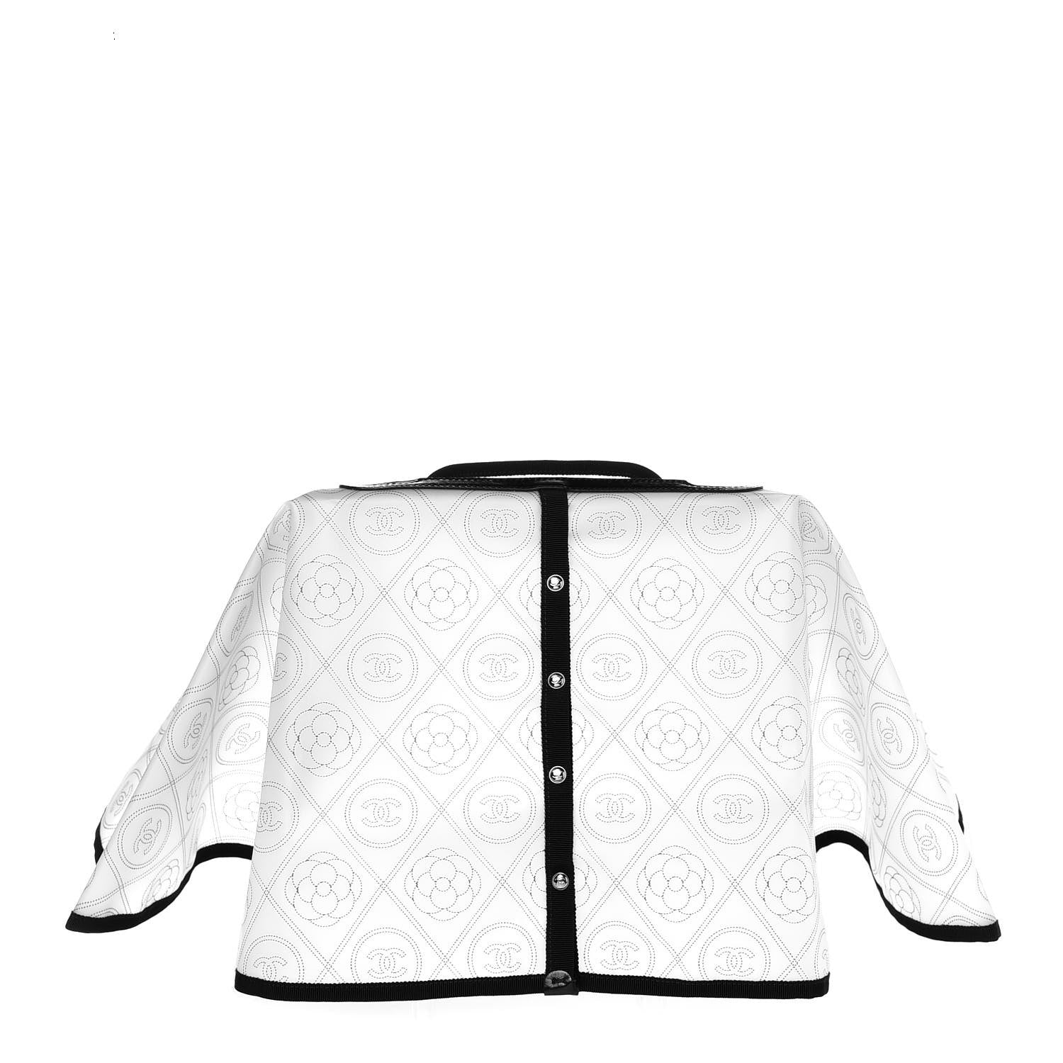 Chanel PVC Calfskin Coco Bag Raincoat White Black 1 of 9