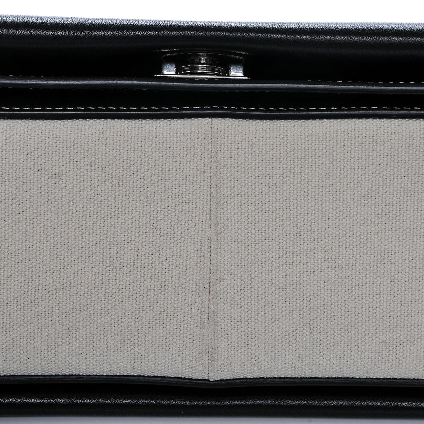 Shiny Smooth Calfskin Cotton Medium Frame Shoulder Bag Black White