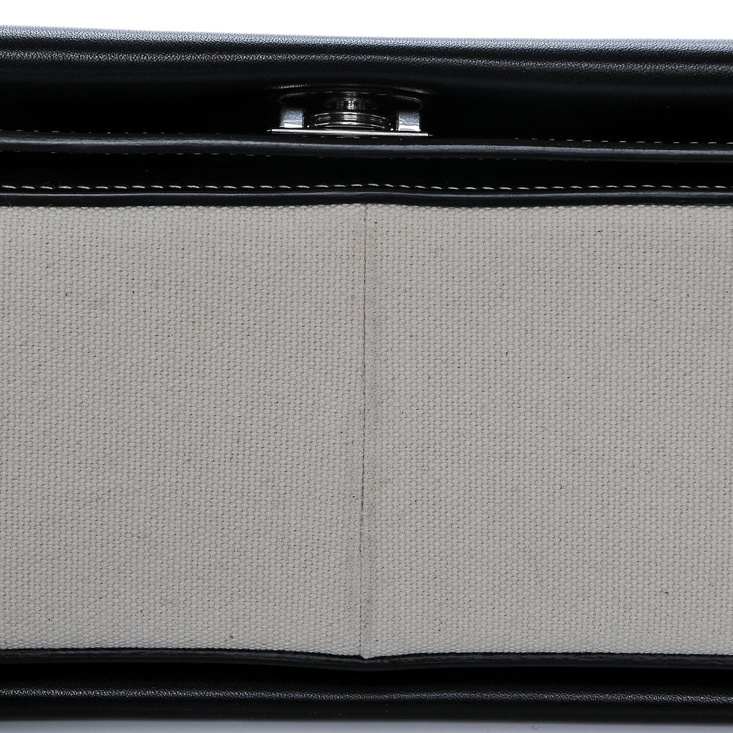 Celine Shiny Smooth Calfskin Cotton Medium Frame Shoulder Bag Black White 7 of 7