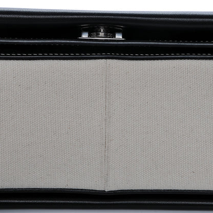 Celine Shiny Smooth Calfskin Cotton Medium Frame Shoulder Bag Black White 7 of 7