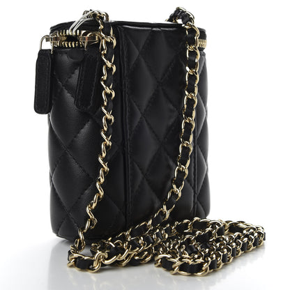 Chanel Lambskin Quilted Small Vertical Coco Beauty Vanity Case With Chain Black 3 of 9