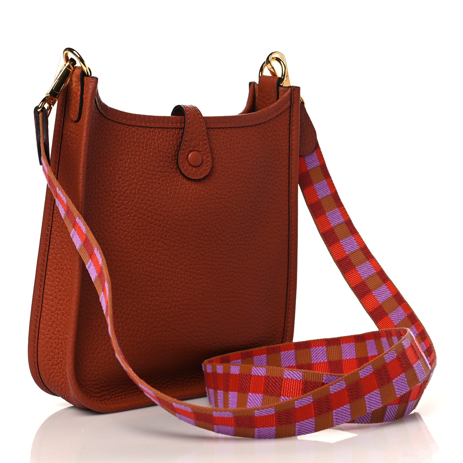 Hermes Taurillon Clemence Maxi Quadrille Evelyne TPM Cuivre Capucine Parme Rouge Duchess 3 of 11
