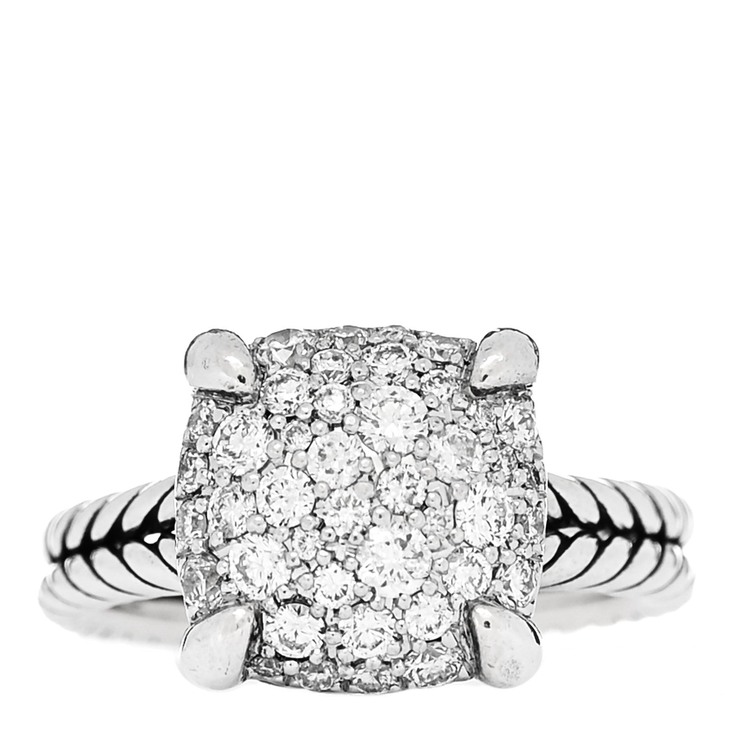 Sterling Silver Diamond 11mm Chatelaine Pave Ring 49 5