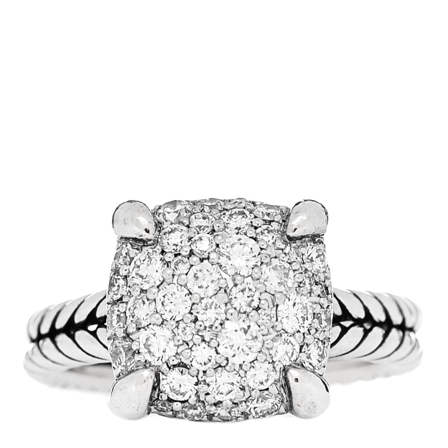 David Yurman Sterling Silver Diamond 11mm Chatelaine Pave Ring 49 5 1 of 5